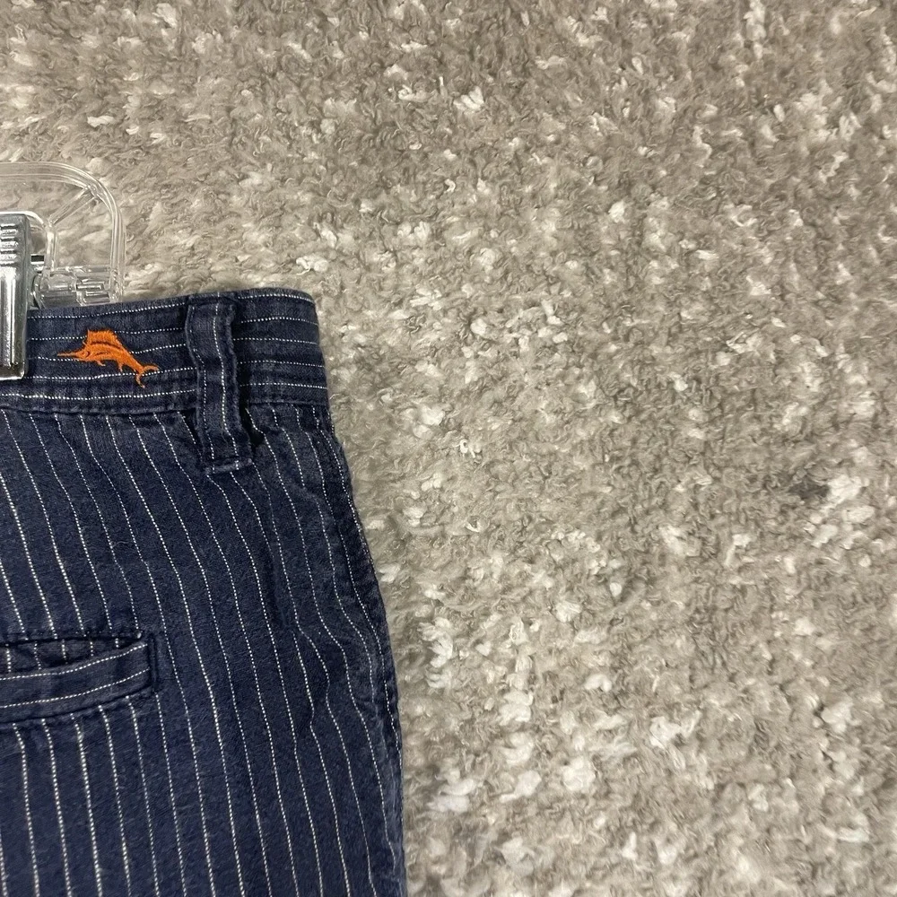 Tommy Bahama Paradise Nation Linen Cargo Shorts 38 Navy Blue Striped Casual